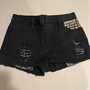Black Studded Women's Shorts
